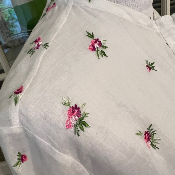 Isabel Marant Floral Rose Embroidered Blouse, Size 38/M-L, Ramie Cotton, Ruffle - Picture 3 of 14